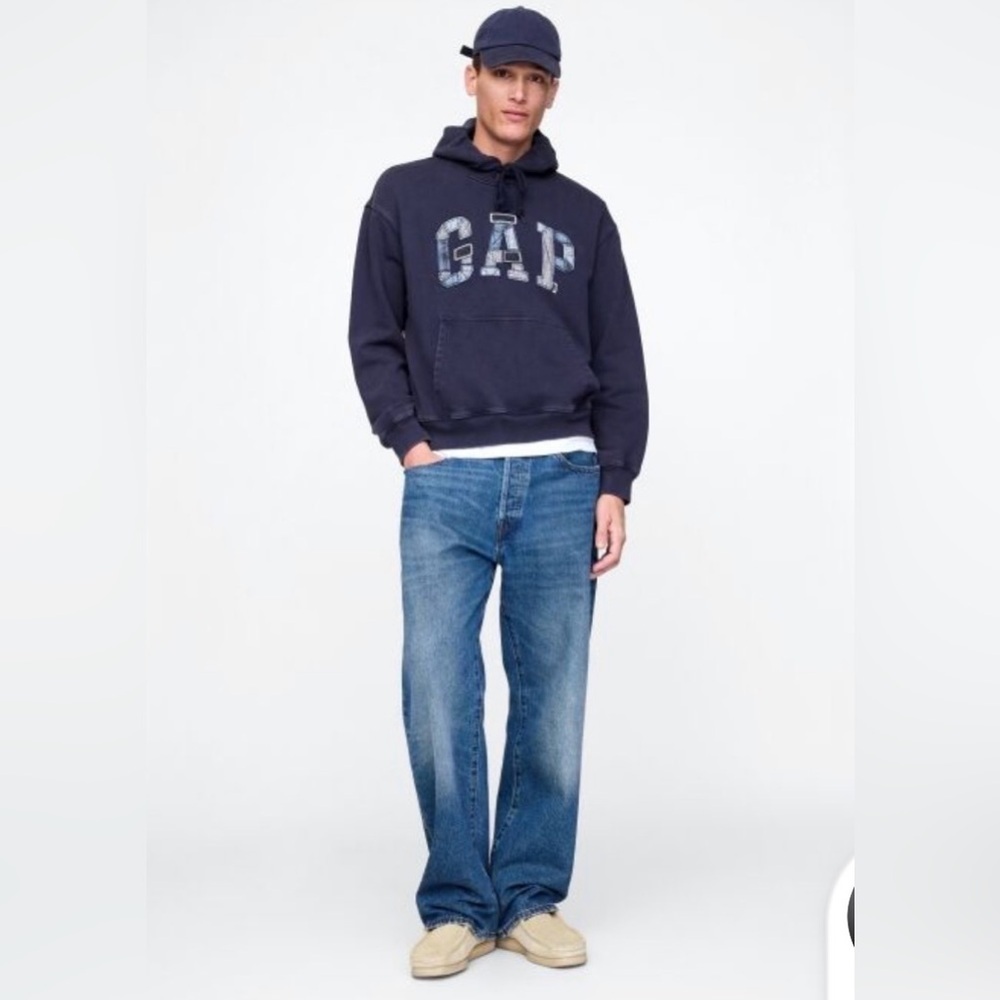 Gap Casual Cozy Patchwork Embroidered Spellout Lo… - image 5